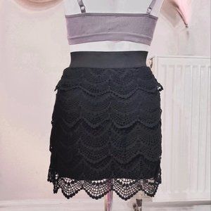 Aeropostale Cotton Blend Scalloped Lace Skirt- S